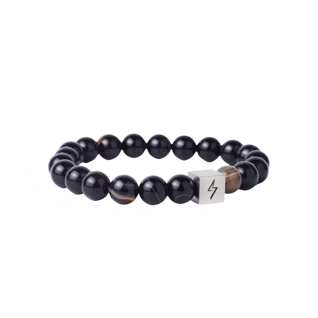 Black Banded Agate Stone Bracelet