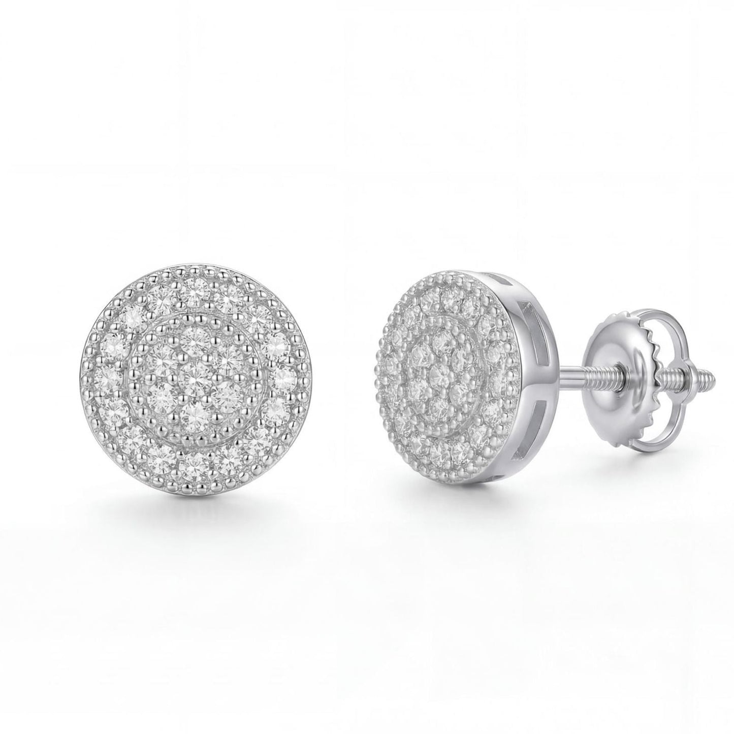 Round Pavé Moissanite Stud