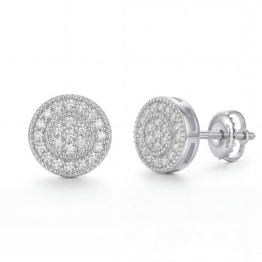 Round Pavé Moissanite Stud